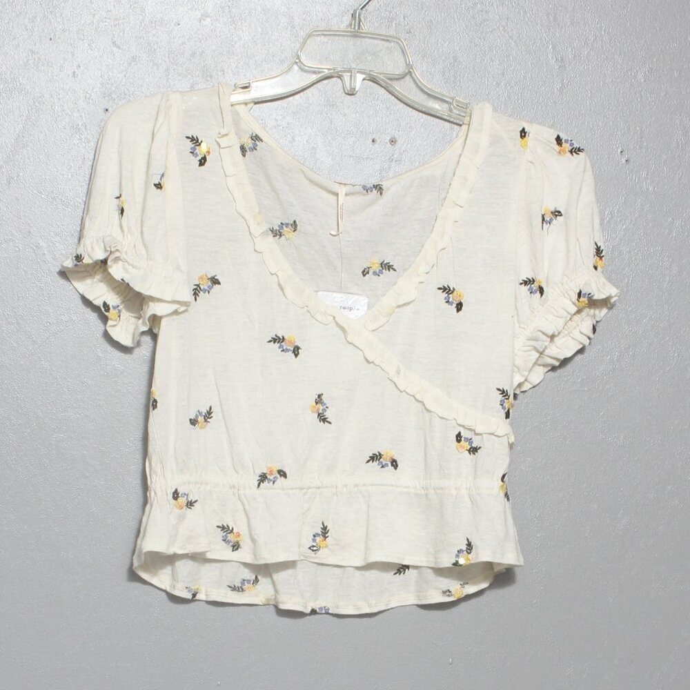 Free People Cream Floral Blouse